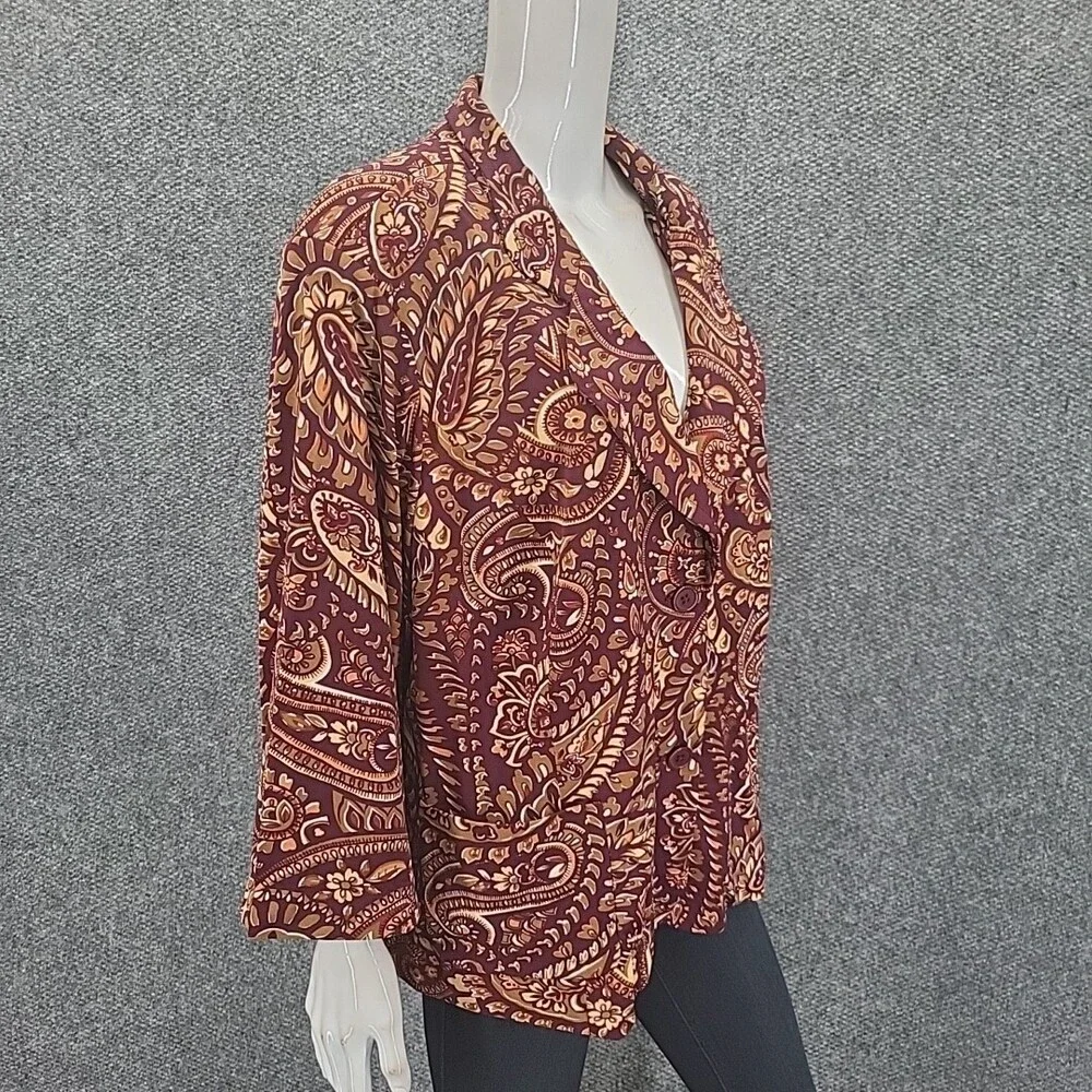 Joan Rivers Paisley Jersey Knit 3/4 Sleeves Blazer w Pockets 3X Plus Size Jacket